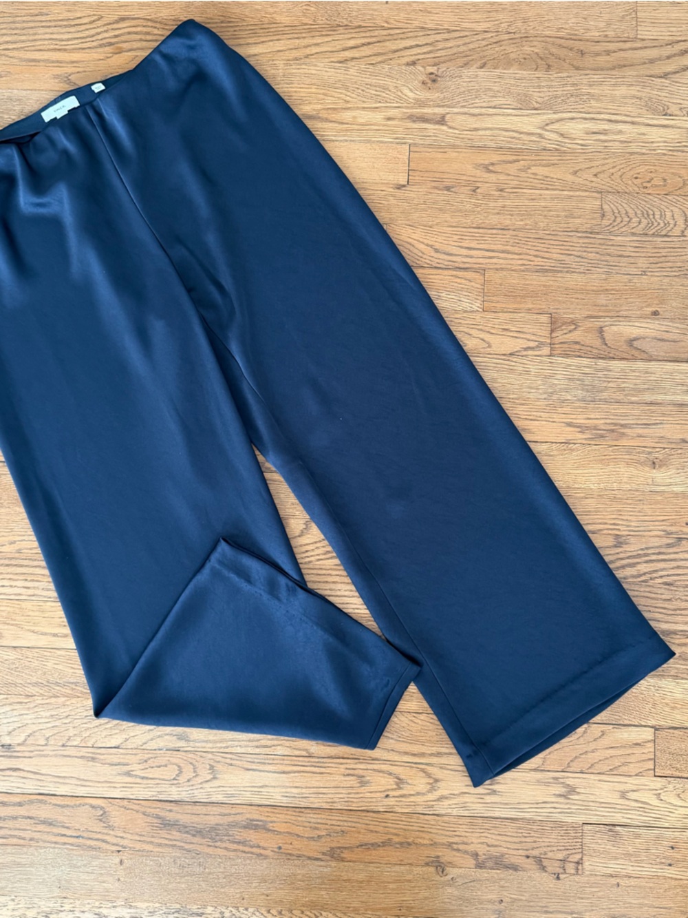 Vince Wide Leg Satin Pants in Navy